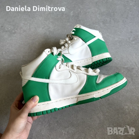 Nike Dunk High White Green, снимка 4 - Маратонки - 55274130