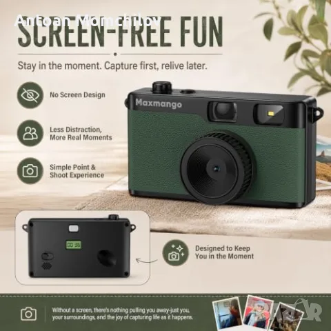 Фотоапарат MaxMango D53 12MP без екран 8GB SD, снимка 5 - Фотоапарати - 55347421