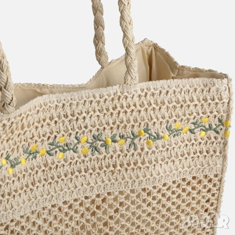 Сламена плетена чанта tote с лимони 37x16x31cm_1261994, снимка 3 - Чанти - 54711809