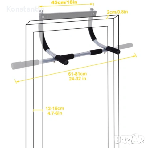 door trainer  Регулируема щанга за набирания, снимка 6 - Фитнес уреди - 54494928