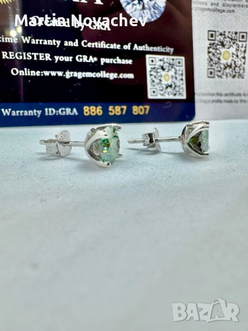 Сребърни обеци с мойсанит (Диамант) 1 карат, снимка 11 - Обеци - 53991609