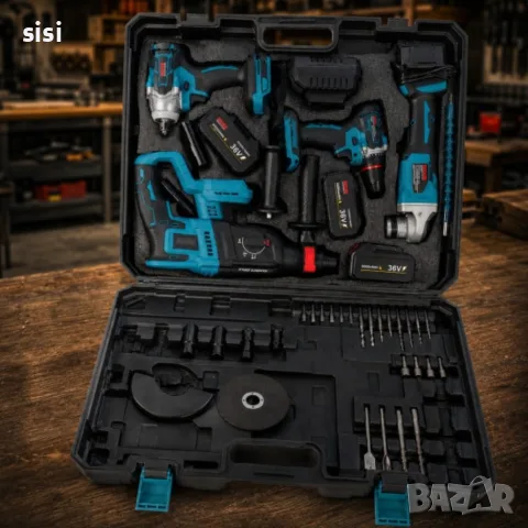 Комплект акумулаторни инструменти BOXER BX-187 4в1 + ПОДАРЪК многофункционална работна чанта, снимка 2 - Куфари с инструменти - 55578851