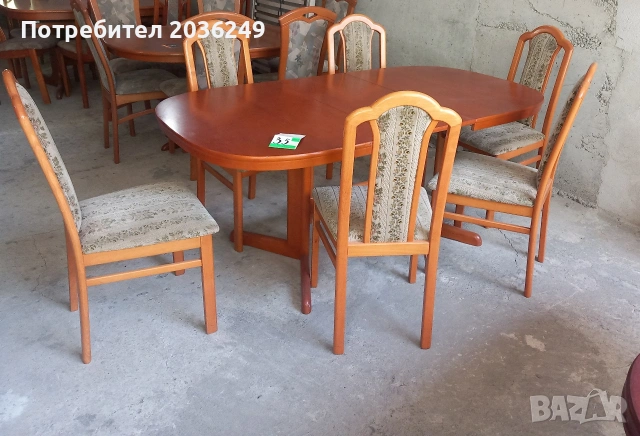 Комплект масивна разтегателна маса-Автомат с 6 стола, снимка 5 - Маси - 54898429