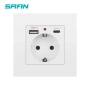  4619 Бял единичен контакт за вграждане 16A с USB-A и USB-C портове, снимка 1