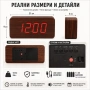 Голям LED дървен декоративен настолен часовник с температура будилник светещ на ток електронен USB, снимка 4
