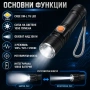 Мощен ръчен акумулаторен лед фенер USB зареждане CREE LED за къмпинг риболов лов туризъм палатка, снимка 2