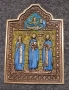 Стара бронзова икона"Свети целители", снимка 1