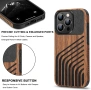 Магнитен калъф, съвместим с iPhone 15 Pro Case Wood Grain дизайн дървесна и кожена текстура MagSafe, снимка 4