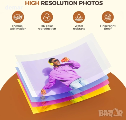 iDPRT фото принтер 4x6 с WiFi, 108 листа и 2 касети, термосублимация, снимка 5 - Принтери, копири, скенери - 54014444