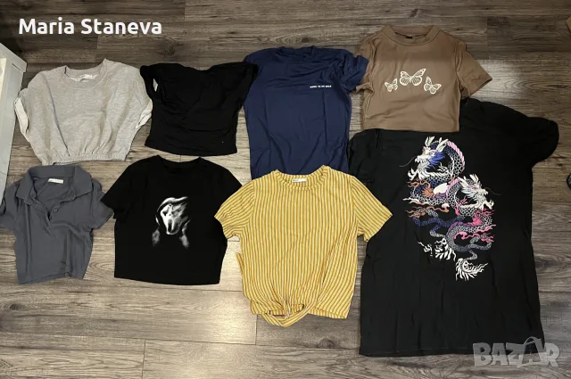 Различни тениски в S/M размери (Bershka, Cropp, Pull&Bear, Shein)