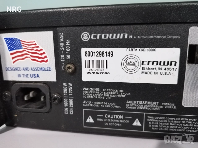 Crown CDi 1000 Professional Power Amplifier USA, снимка 7 - Ресийвъри, усилватели, смесителни пултове - 54402254