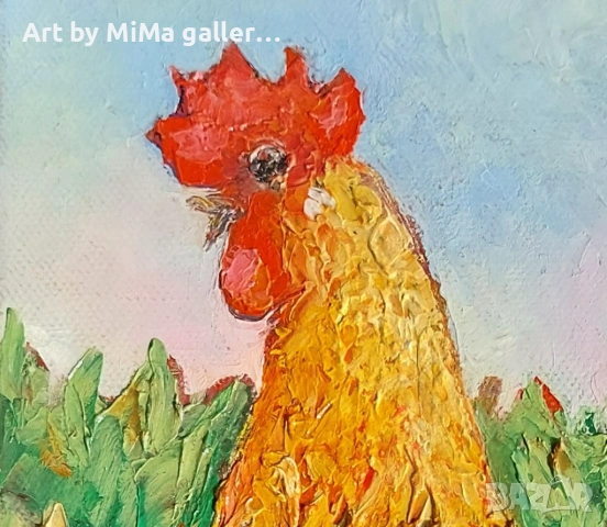 Петлета Петел, петле, птица, картина, маслени бои / платно, автор с макове, снимка 8 - Картини - 54497925