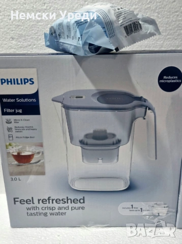 Филтърна кана за вода PHILIPS 3,0л, електронен индикатор., снимка 4 - Кани - 54606757