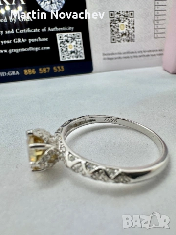 Сребърен пръстен с мойсанит (Диамант) 1 карат, снимка 7 - Пръстени - 54243228