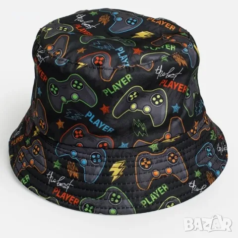 Детска лятна шапка bucket черна с щампа gaming конзола_1261150