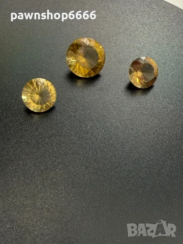 Комплект естествени цитрини 6.95 ct – централен камък 3.45 ct + чифт 1.75 ct , снимка 3 - Бижутерийни комплекти - 55483308