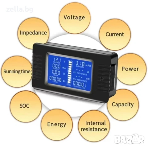 DC соларен електромер 0-200V 100A/300A – LCD волтметър и амперметър за фотоволтаични системи 10258, снимка 6 - Друга електроника - 54661901