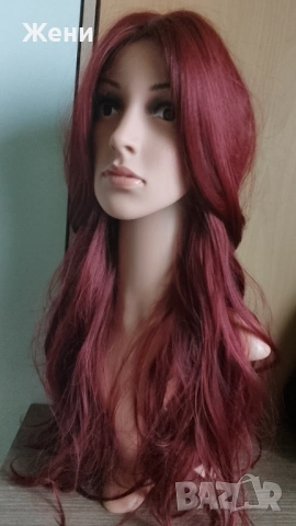  Дълга лейс фронт перука наситено бордо, снимка 7 - Аксесоари за коса - 54153902