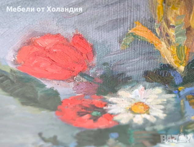 Маслен натюрморт с дървена рамка, снимка 6 - Картини - 55280182
