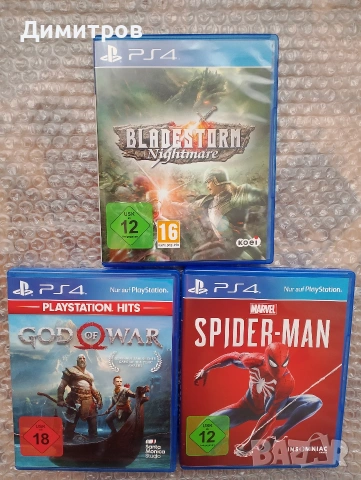 God of war, Spiderman,Bladestorm ps4