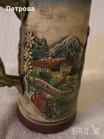 Голяма, релефна немска халба за бира. , снимка 6 - Колекции - 54010318