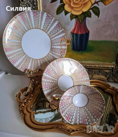 Троен сет, ретро порцелан , снимка 2 - Сервизи - 54168410