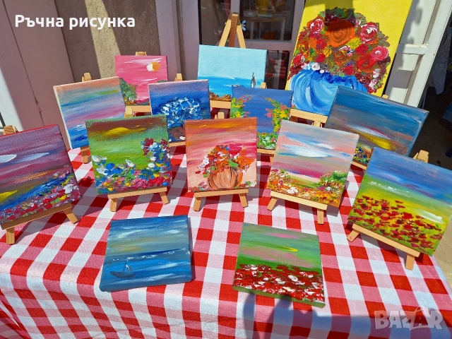 Авторски мини картини със статив ,цена 10лв -картина и статив и големи картини , снимка 10 - Картини - 38707244