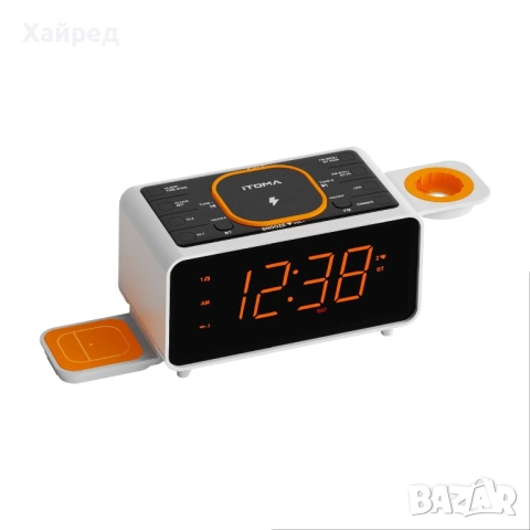 Радио с часовник и безжично зарядно iTOMA, Преносима аларма, LED, Bluetooth, снимка 4 - Безжични зарядни - 54840098