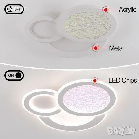 LED Смарт полилей за таван с дистанционно и димиране, 88W, за дневна и спалня, снимка 5 - Полилеи - 55493486