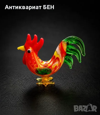 РЪЧНО ИЗРАБОТЕНА СТЪКЛЕНА ФИГУРКА – ПЕТЕЛ, снимка 4 - Декорация за дома - 55666081
