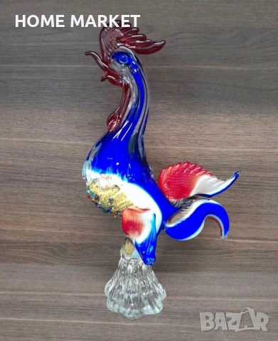 Murano Italy   Glass Cockerel “Французинът” елегантен, грандиозен и великолепен петел , снимка 4 - Други ценни предмети - 54618225