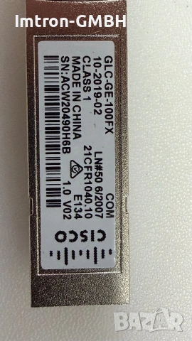  Transceiver Module Cisco GLC-GE-100FX 10-2019-02 100Base-FX SFP GBIC , снимка 2 - Мрежови адаптери - 55086667