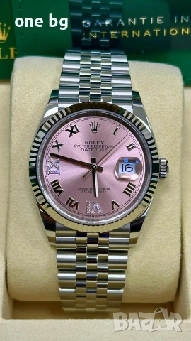 Rolex Datejust Silver Pink Roman Dial Ladies , снимка 7 - Луксозни - 55074216