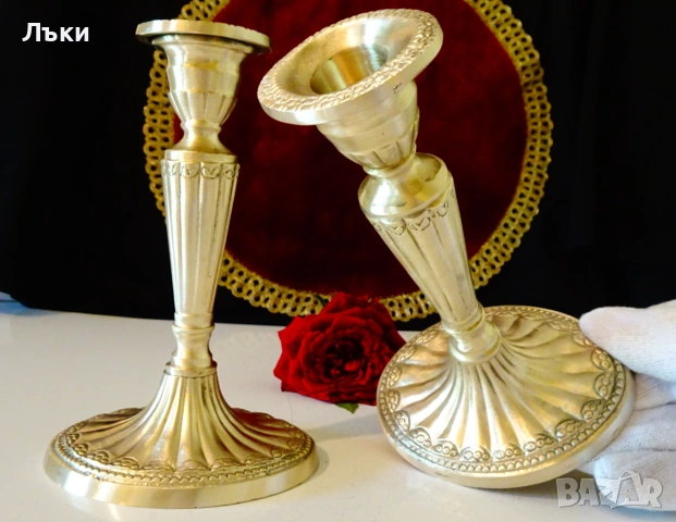 Бронзов свещник,красив релеф,400 гр. , снимка 2 - Антикварни и старинни предмети - 54988561