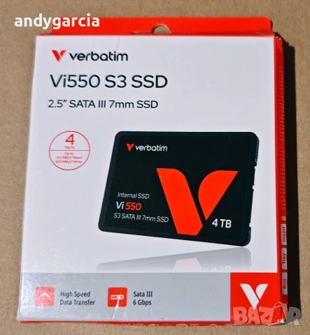  4TB Verbatim Vi550 S3 SSD диск SATA III 2.5 черен 100% здраве кутия скорост четене/запис 540/500мб , снимка 2 - Твърди дискове - 54961550