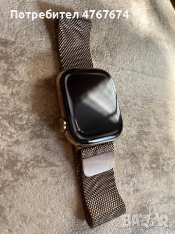 Apple Watch Series 10 GPS + Cellular 42 mm – Gold Titanium с Milanese Loop каишка, снимка 2 - Смарт гривни - 54932144
