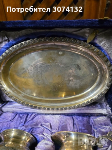 Посребрени съдчета с подносче, снимка 2 - Антикварни и старинни предмети - 54347241