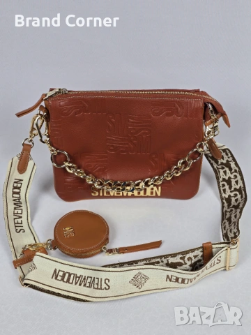 Нова дамска чанта Steve Madden в кафяво с портмоне