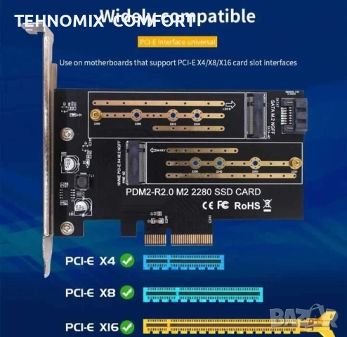 Dual Port NVME NGFF , SATA , B-Key двоен адаптер, снимка 2 - Друга електроника - 55133646