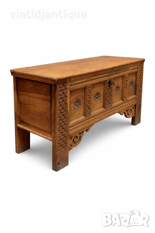 Ретро стил масивна дъбова ракла с богата дърворезба, снимка 5 - Скринове - 54064556