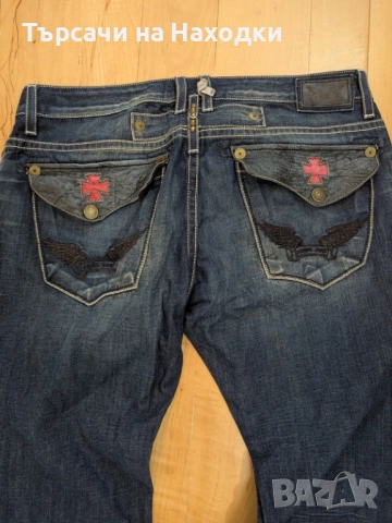 $229 Мъжки дънки Robin's Jean Mens Blue Denim Sz 38 W L 34 Red Cross Croco Made In USA street wear