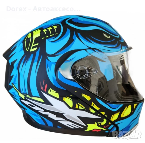 Каска с визьор X-ONE за мотор, скутер, ATV - черно-синя - М и L, снимка 3 - Аксесоари и консумативи - 54184334