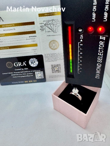 Сребърен пръстен с мойсанит (Диамант) 2 карата, снимка 12 - Пръстени - 54091874