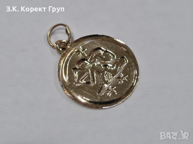 Златна висулка 14К / стрелец / 0.18 гр., снимка 3 - Колиета, медальони, синджири - 54385021