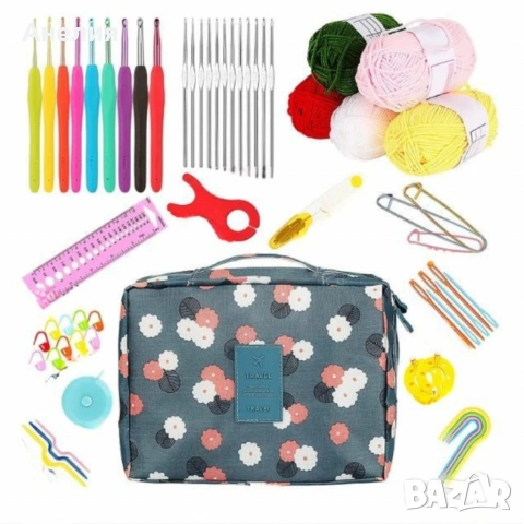 Комплект аксесоари за плетене, 58 части, алуминиеви куки – Пълен сет за начинаещи и напреднали, снимка 14 - Други - 54113614