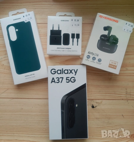 Чисто нов Samsung Galaxy A37 5G (128GB, Awesome Charcoal) + 36 м. Гаранция и пълен комплект екстри!