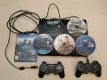 SONY Playstation PS3 Super Slim. 12GB; 2 оригинални джойстика + 5 диска с игри; LAN кабел, снимка 1
