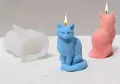 3D Котка коте подвита опашка отпред силиконов молд форма смола шоколад смола гипс свещ декор, снимка 2