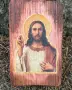 Ръчно изработена дървена икона с Исус Христос (декупаж), снимка 1