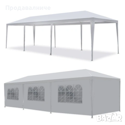 Градинска бяла шатра 3x9 м - Водоустойчив павилион, снимка 6 - Други - 54749485